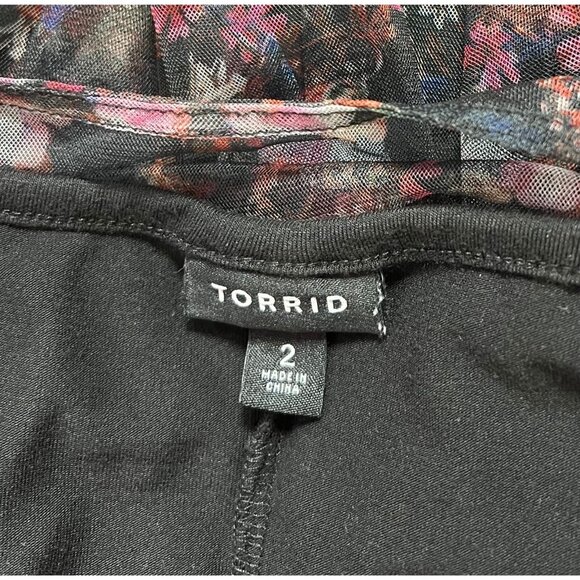 Torrid 2 Knee Dress Plus Size 2X Black Floral Mesh Skater Lace Hollyday Chrismas - Picture 12 of 14